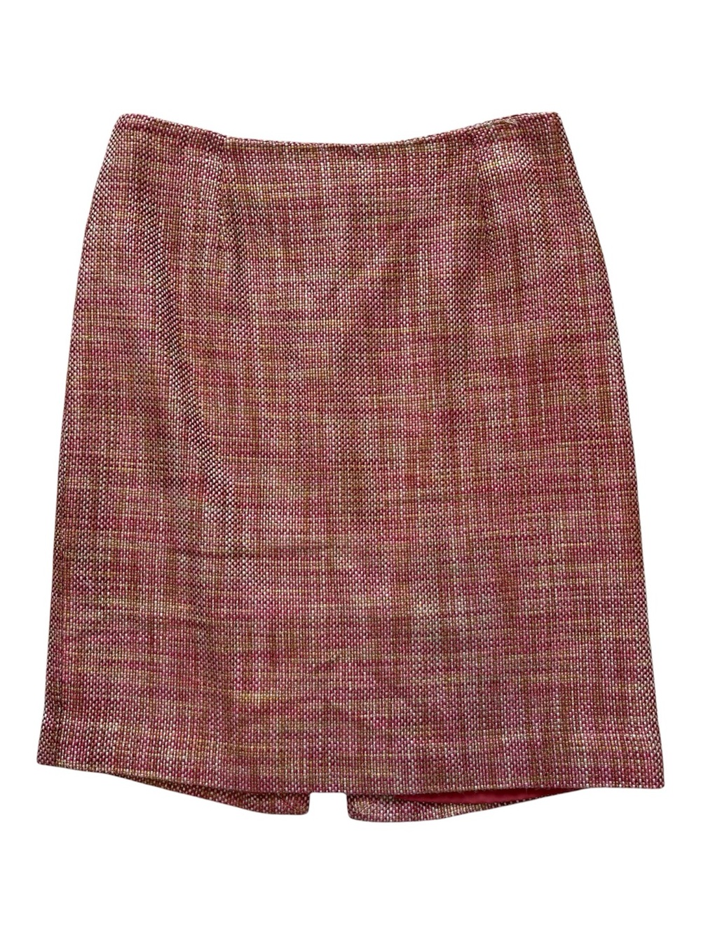 Valerie Stevens Red Tweed Pencil Skirt with Multi-Tone Weave
